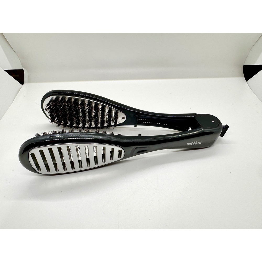 Nexus Double Sided Vented Straightening Hair Brush Boar Bristle Black Clamp